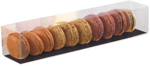 Box Of 100 Rectangular Pvc 6-macaroon Boxes With Black Cardboard Bottom 180x45x45 Mm - 931052 - 1