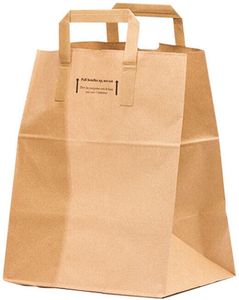 Box Of 250 Brown Kraft Paper 'take-away' Carrier Bags260 X 325 Mm With 200 Mm Gussets - 940183 - 1
