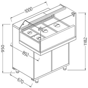 Diamond VB10XG Saladette Snack Bain Marie Display Counter, 1000mm - VB10XG - 1
