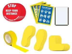 Kit 4A - Stop Keep Your Distance, Marking Tape, L-Shaped Floor Markers, Magnetic Frames and Footprints for Coronavirus Covid-19 Social Distancing - 1