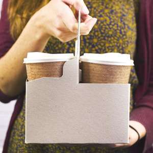 Vegware Cup Holder Handled Carrier Tray for 4 Cups Compostable Recyclable - Case 200 - VHC-04 - 2