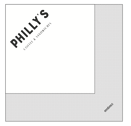 6,000 x  White 2ply printed napkin with Philly's logo - 1
