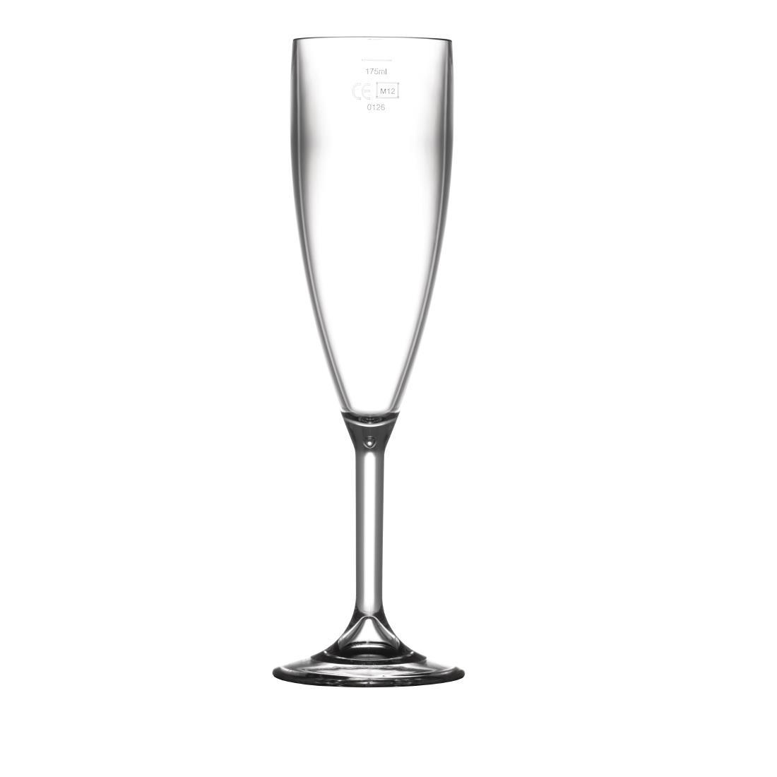 BBP Polycarbonate Champagne Flutes 200ml CE Marked at 175ml (Pack of 12) - CG945  - 1