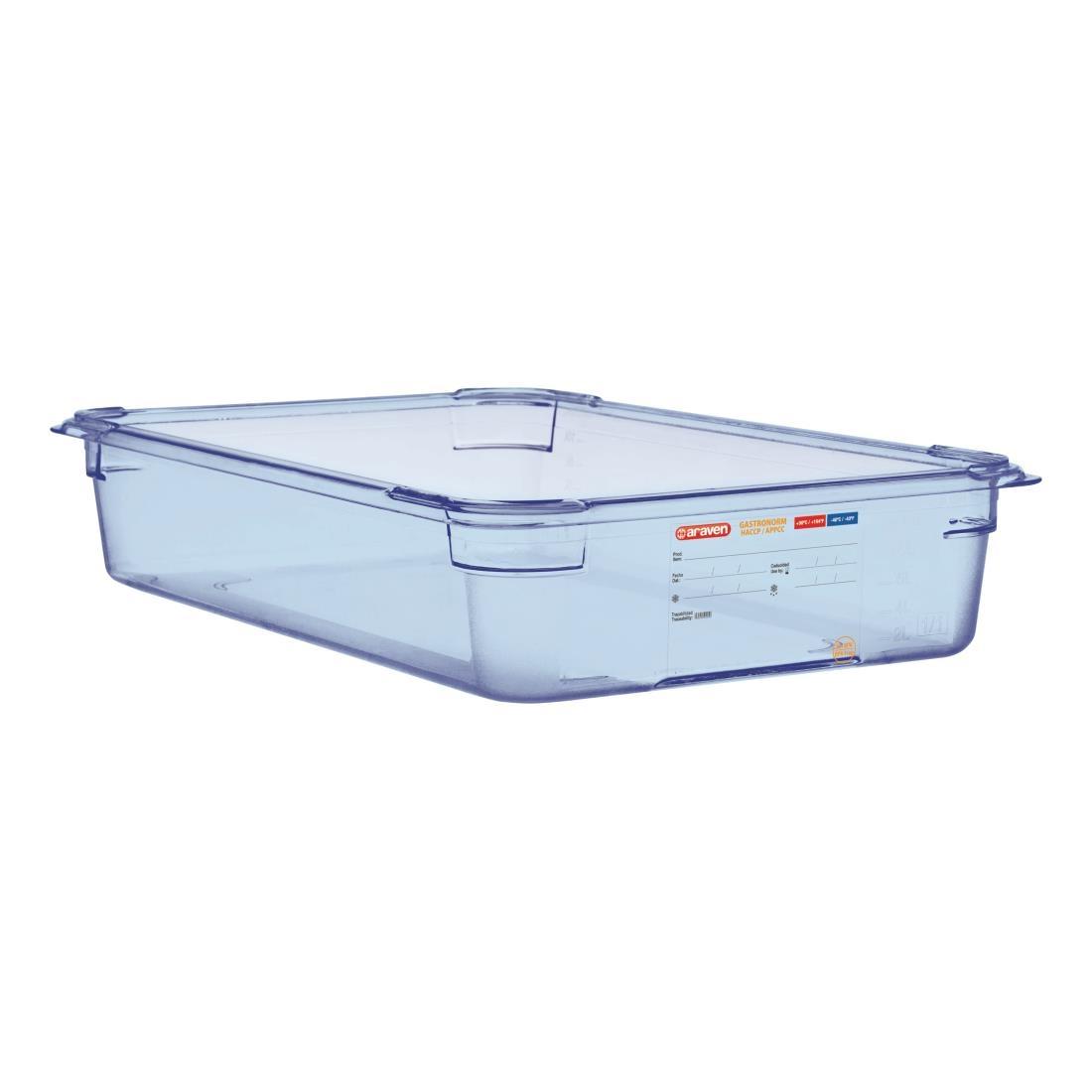 Araven ABS Food Storage Container Blue GN 1/1 100mm - GP589  - 1
