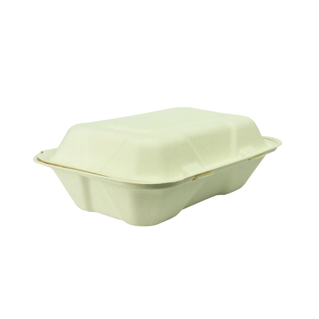 Vegware Compostable Bagasse Clamshell Hinged Meal Boxes 228mm - GH026  - 1