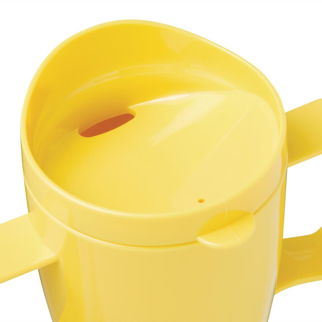 Olympia Kristallon Heritage Double-Handled Mugs with Lids Yellow 300ml (Pack of 4) - DW709  - 3