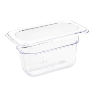 Vogue Polycarbonate 1/9 Gastronorm Container 100mm Clear - U243  - 1