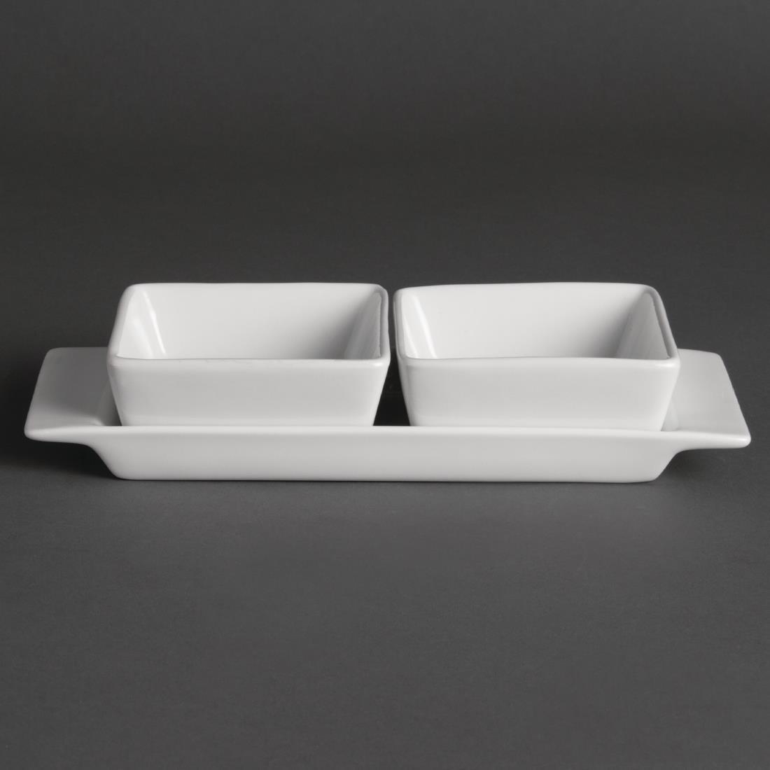 Olympia Whiteware Snack Dishes with Plates 2 Section (Pack of 2) - U815  - 2