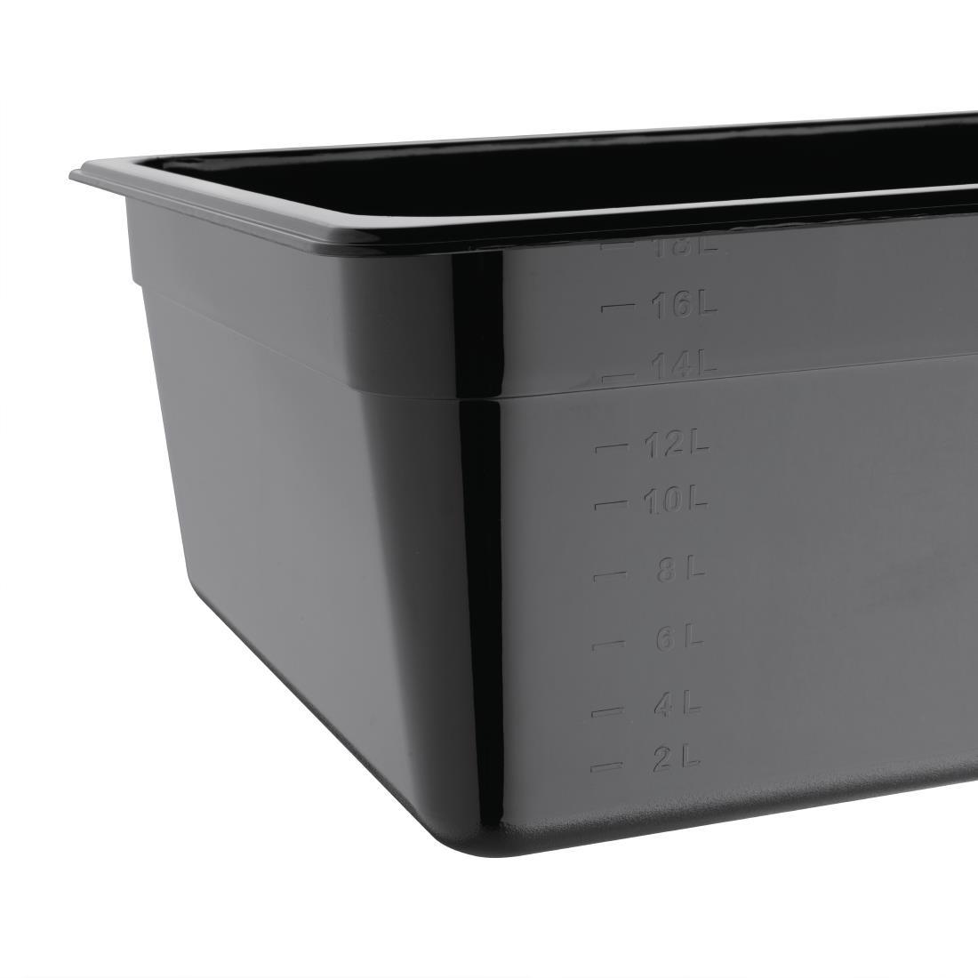 Vogue Polycarbonate 1/1 Gastronorm Container 150mm Black - U456  - 3
