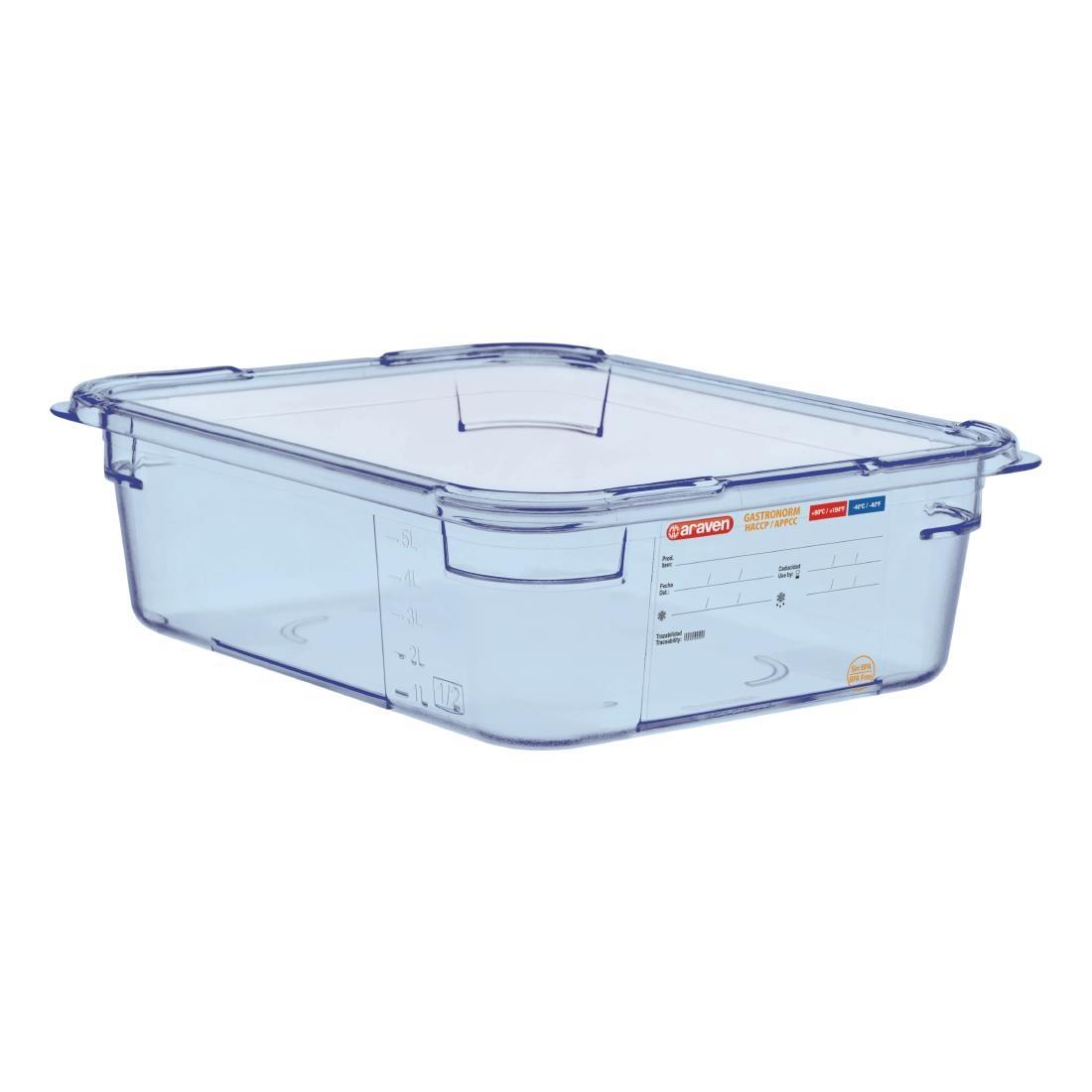 Araven ABS Food Storage Container Blue GN 1/2 100mm - GP584  - 1