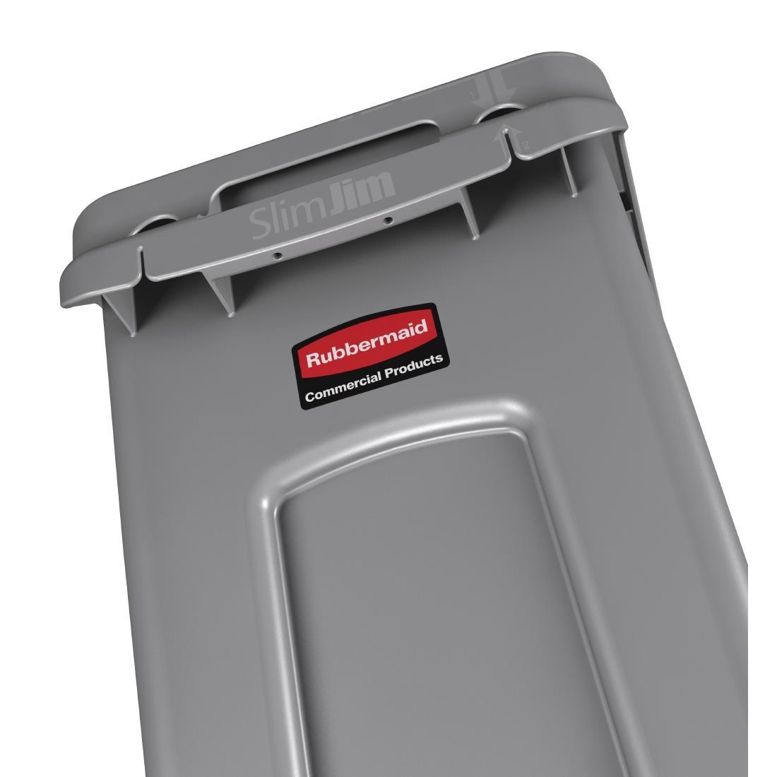 Rubbermaid Slim Jim Container With Venting Channels Grey 60Ltr - F603  - 5