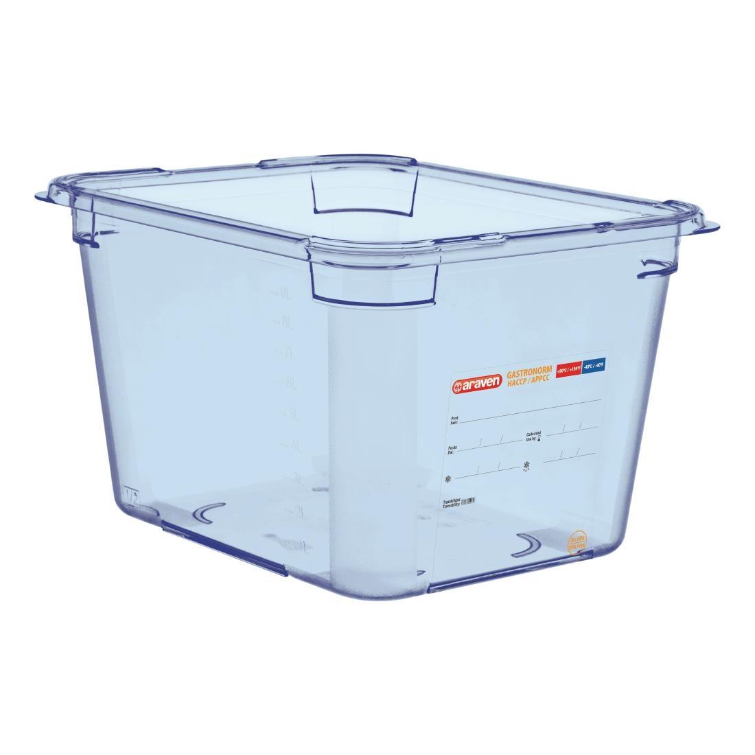 Araven ABS Food Storage Container Blue GN 1/2 200mm - GP586  - 1