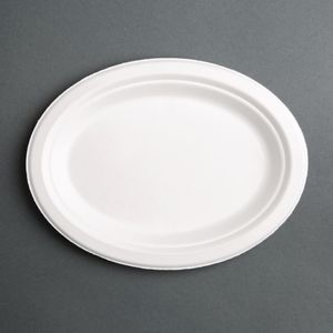 Fiesta Compostable Bagasse Oval Plates 316mm (Pack of 50) - FC535  - 1