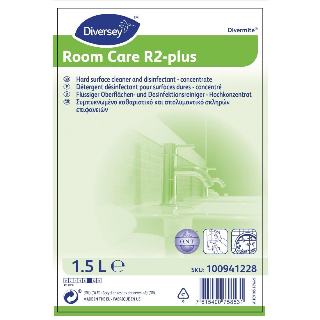 Room Care R2-plus Hard Surface Cleaner and Disinfectant Concentrate 1.5Ltr (2 Pack) - FA276  - 2