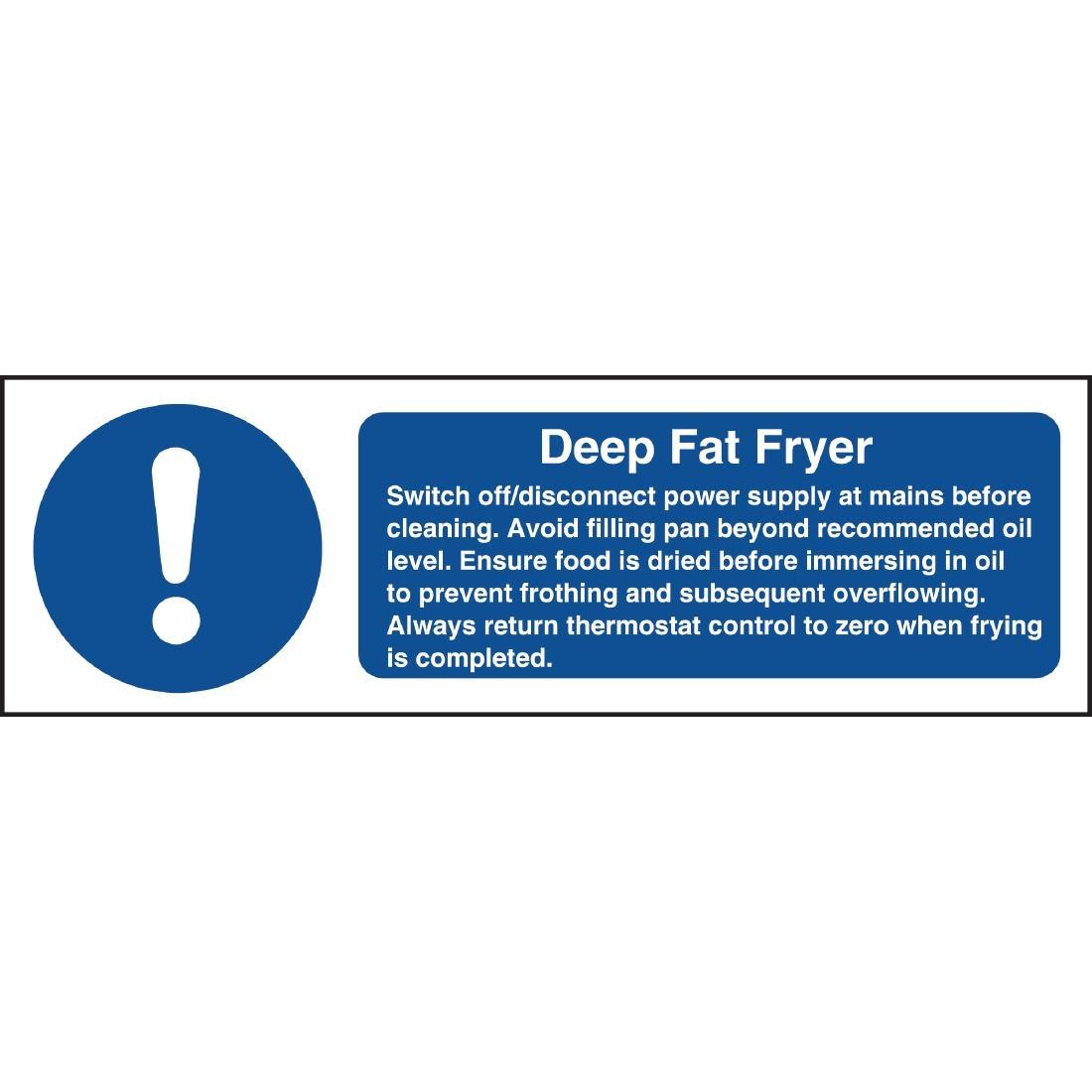 Vogue Deep Fat Fryer Safety Sign - W198  - 3