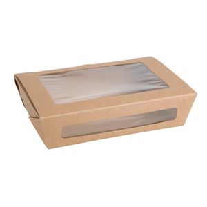Fiesta Compostable Salad Boxes with PLA Windows 1200ml (Pack of 200) - FB677  - 1