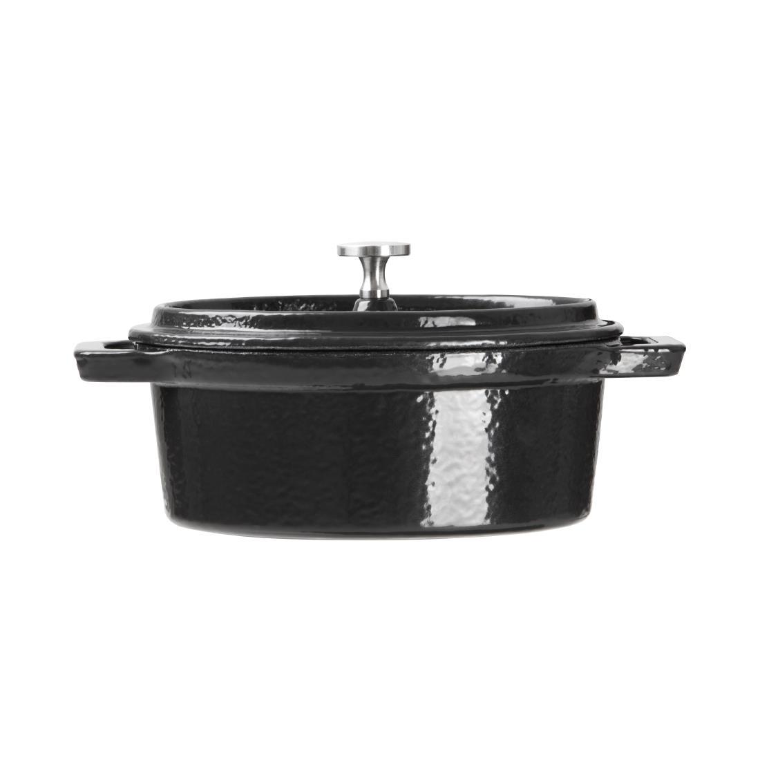 Vogue Cast Iron Oval Mini Pot Black - Y264  - 2
