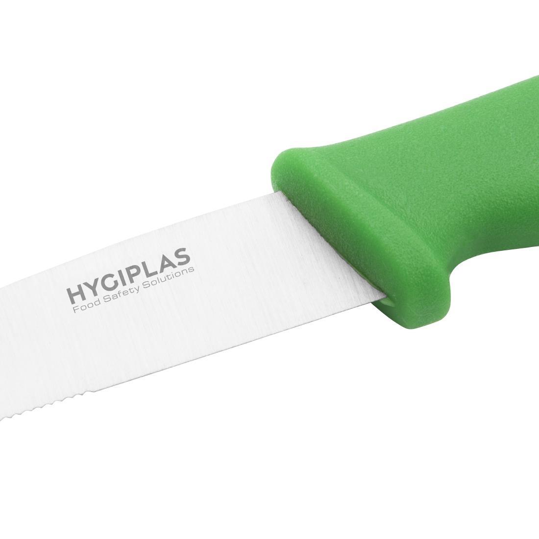 Hygiplas Serrated Vegetable Knife Green 10cm - C862  - 3