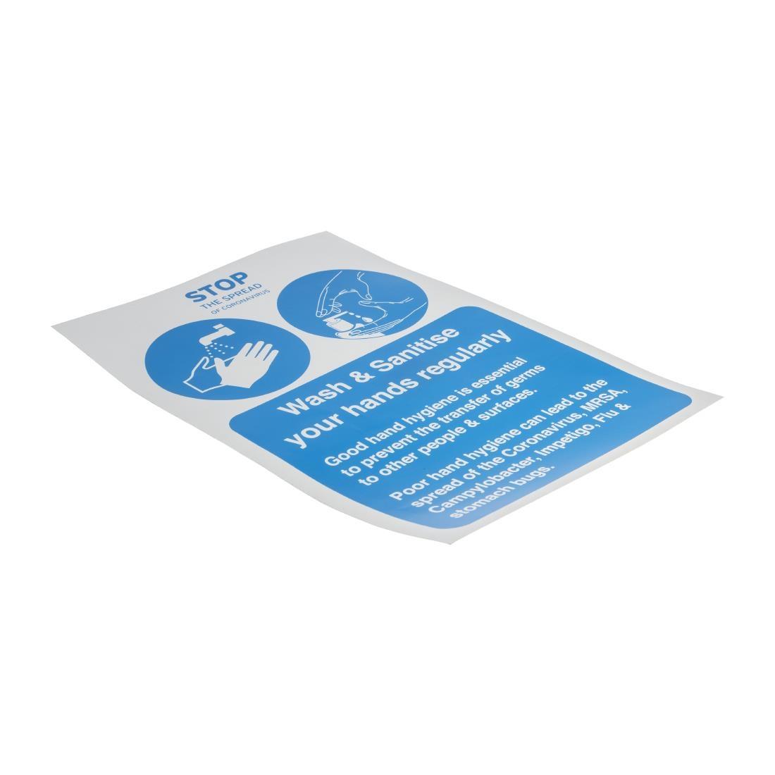 Wash & Sanitise Your Hands Regularly Sign A4 Self-Adhesive - FN844  - 2