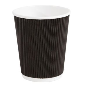 Fiesta Recyclable Coffee Cups Ripple Wall Black 225ml / 8oz (Pack of 500) - CM543  - 1