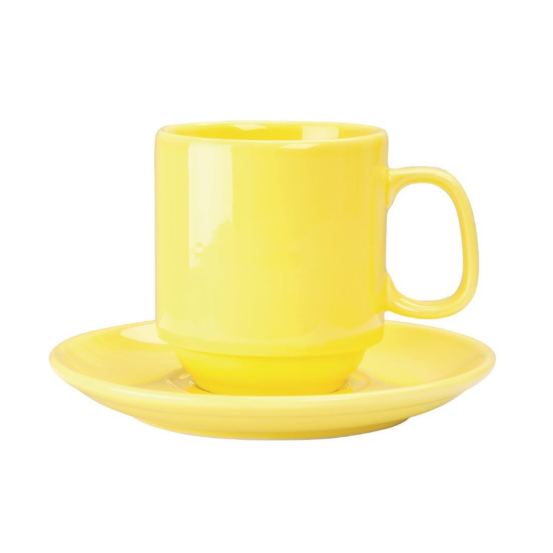 Olympia Heritage Double Well Saucers Yellow 163mm (Pack of 6) - DW151  - 3