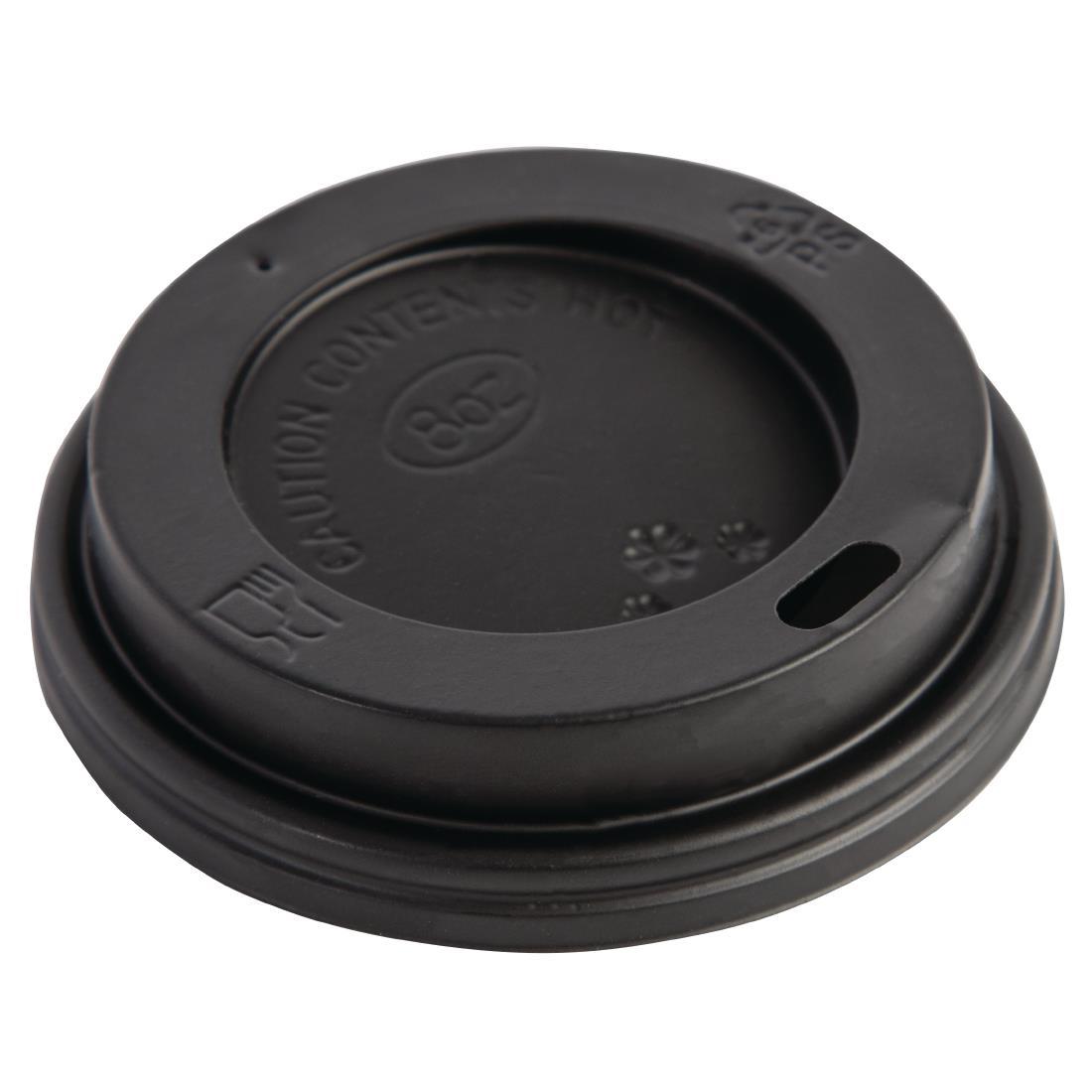 Fiesta Recyclable Coffee Cup Lids Black 225ml / 8oz (Pack of 50) - CW715  - 1