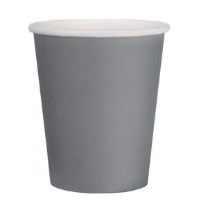 Fiesta Recyclable Coffee Cups Single Wall Charcoal 225ml / 8oz (Pack of 1000) - GP415  - 1