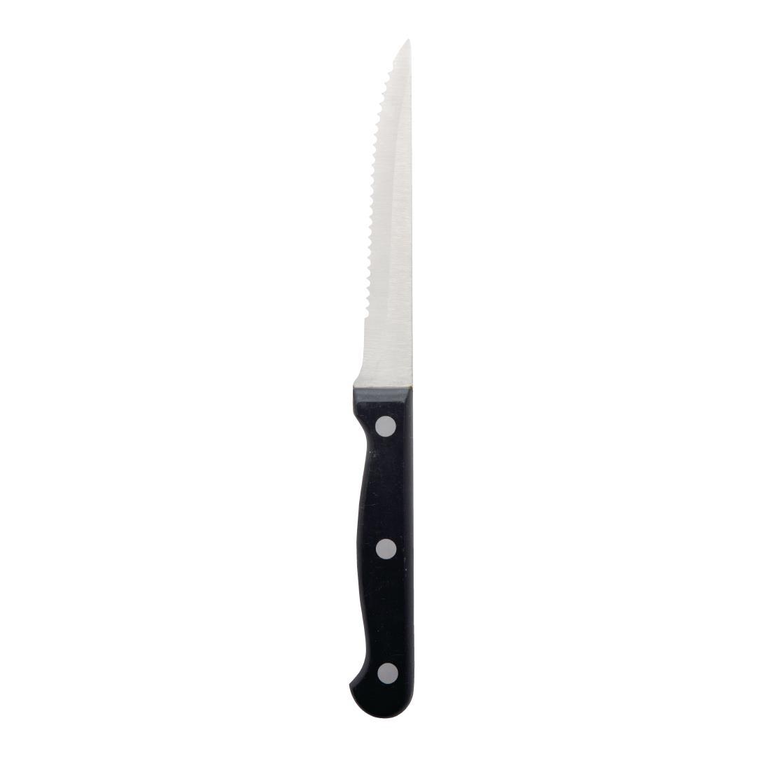 Olympia Serrated Steak Knives Black Handle (Pack of 12) - C134  - 2