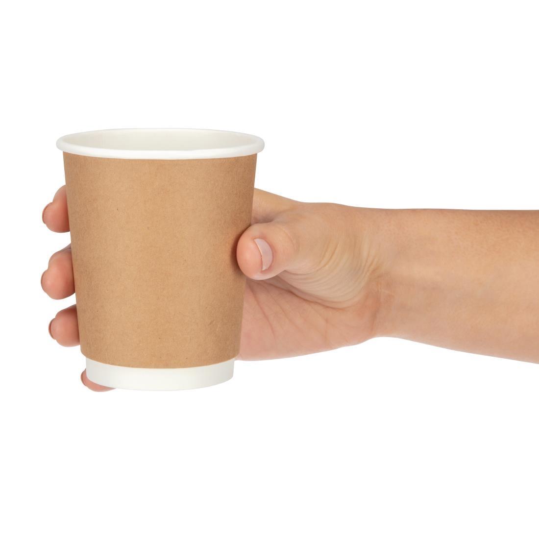 Fiesta Recyclable Coffee Cups Double Wall Kraft 225ml / 8oz (Pack of 25) - GP436  - 5