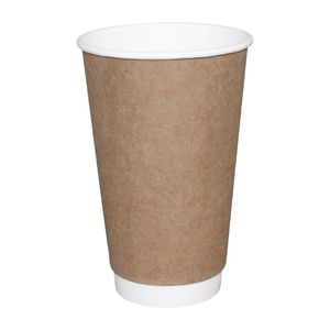 Fiesta Recyclable Coffee Cups Double Wall Kraft 340ml / 12oz (Pack of 25) - GP437  - 1