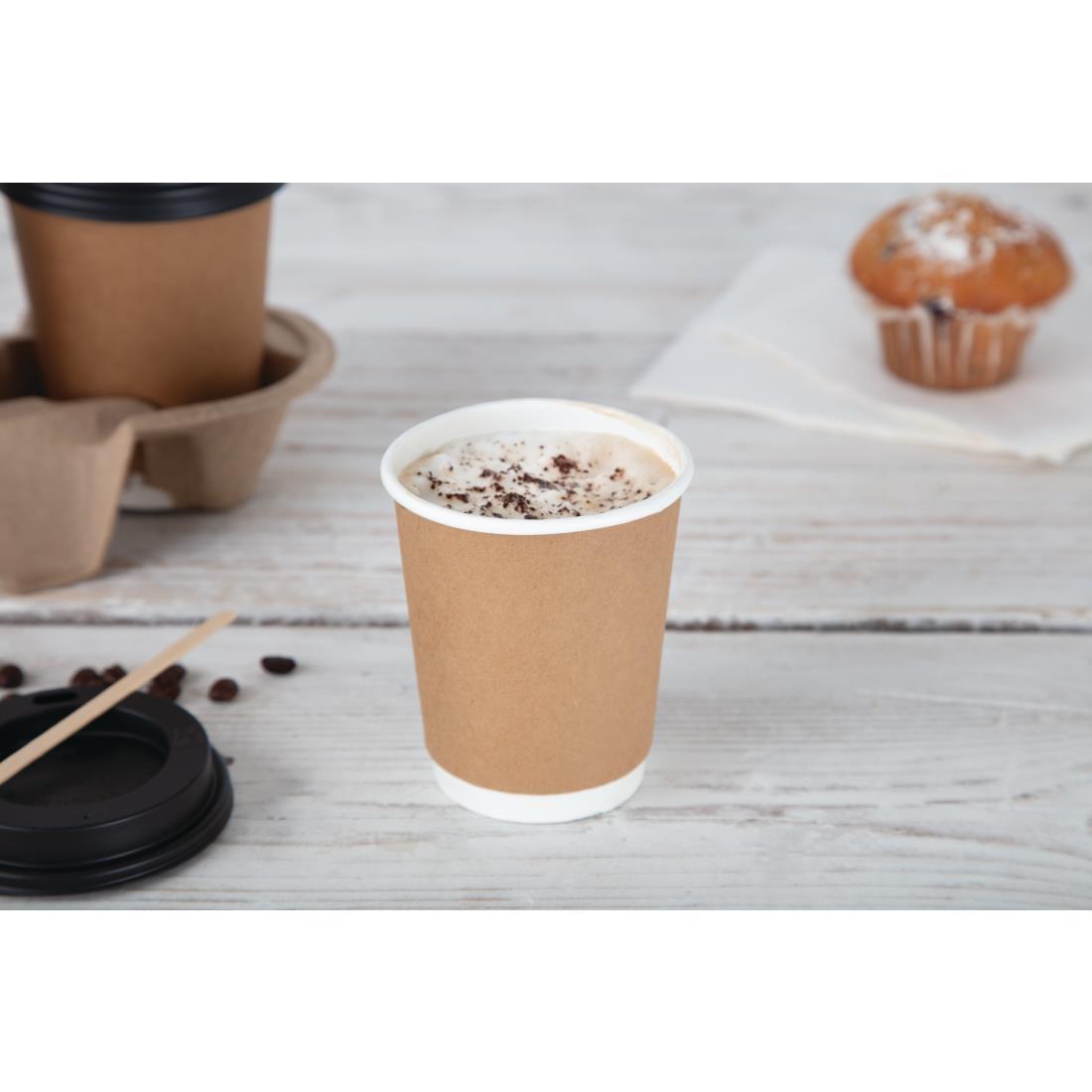 Fiesta Recyclable Coffee Cups Double Wall Kraft 225ml / 8oz (Pack of 500) - GP439  - 4