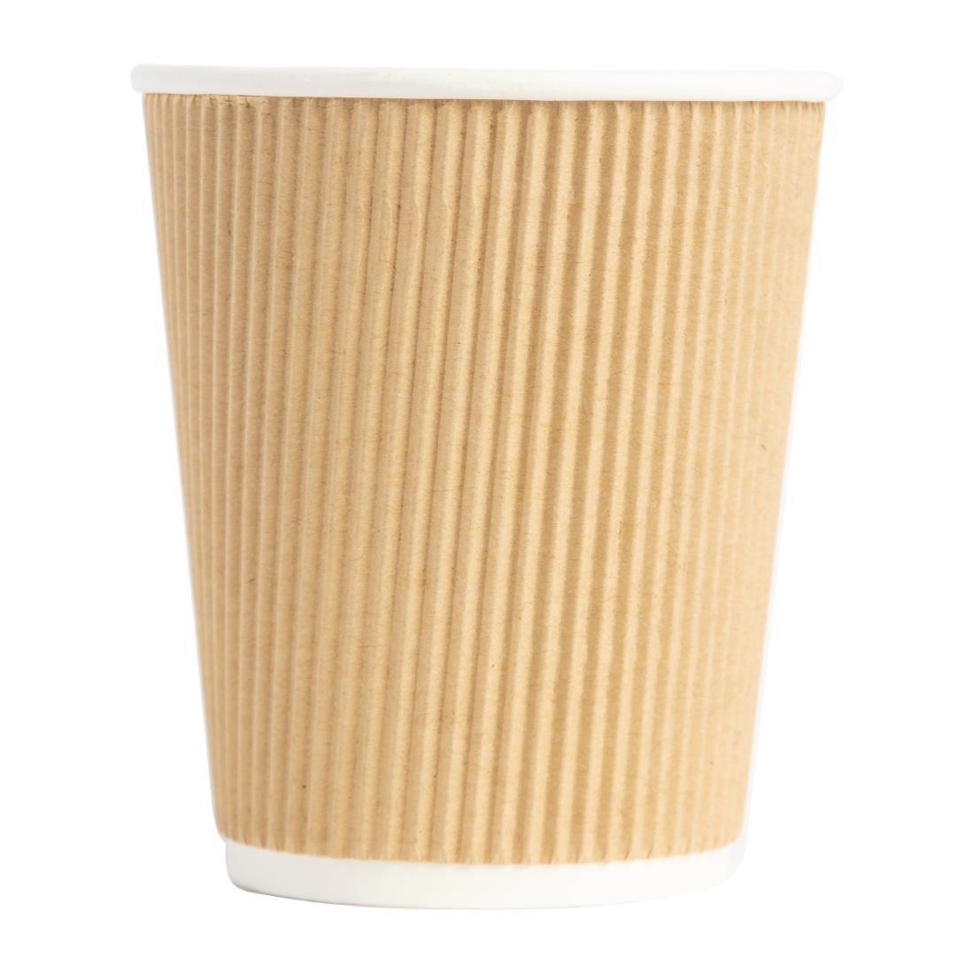 Fiesta Recyclable Coffee Cups Ripple Wall Kraft 225ml / 8oz (Pack of 25) - GP443  - 2