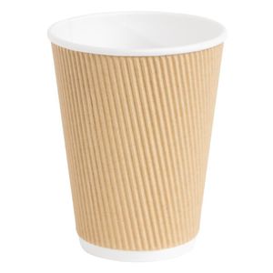 Fiesta Recyclable Coffee Cups Ripple Wall Kraft 340ml / 12oz (Pack of 25) - GP445  - 1