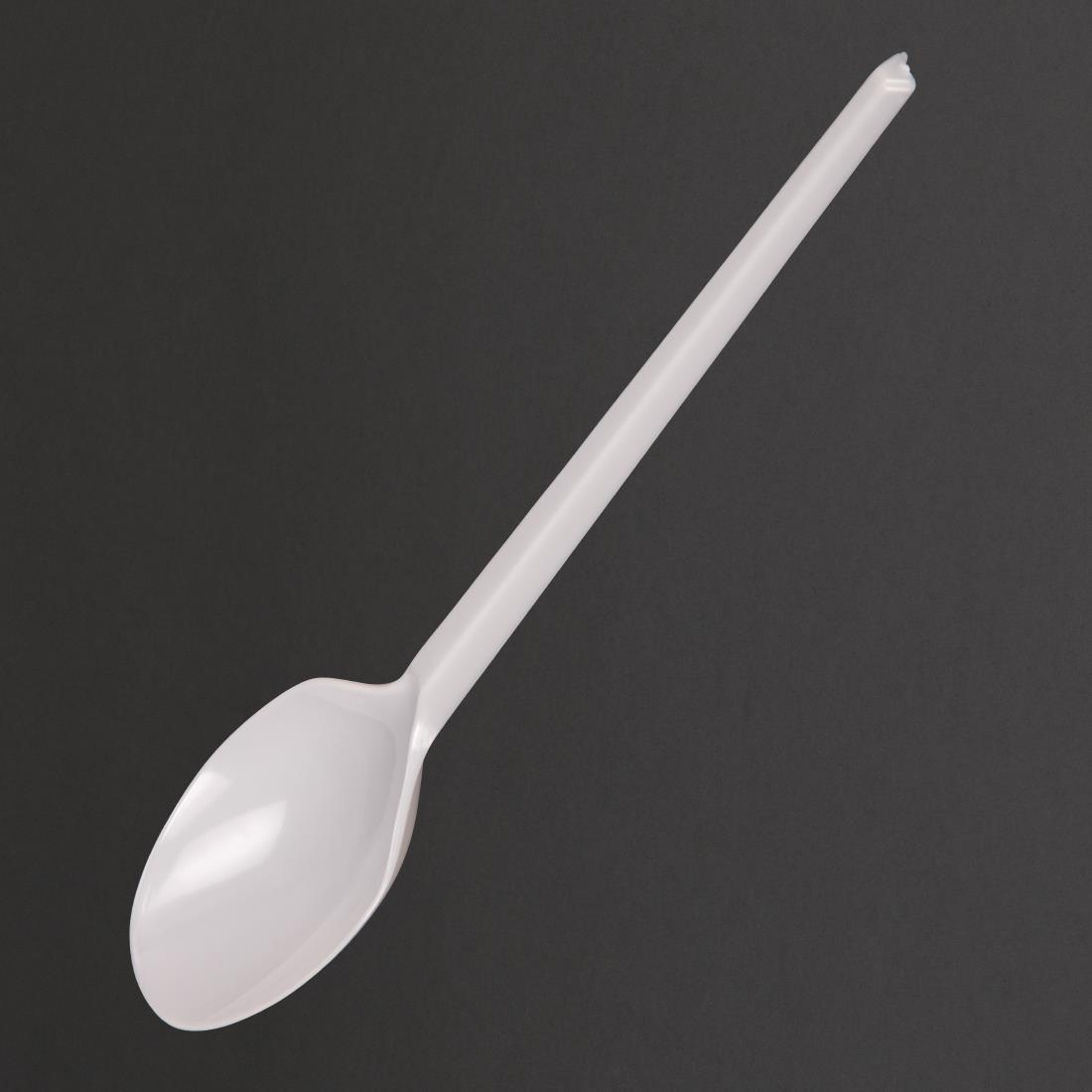 Fiesta Recyclable Lightweight Plastic Dessert Spoons White (Pack of 100) - U640  - 1