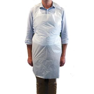 Disposable Polythene Aprons 25 Micron White (Pack of 500) - BB668  - 1