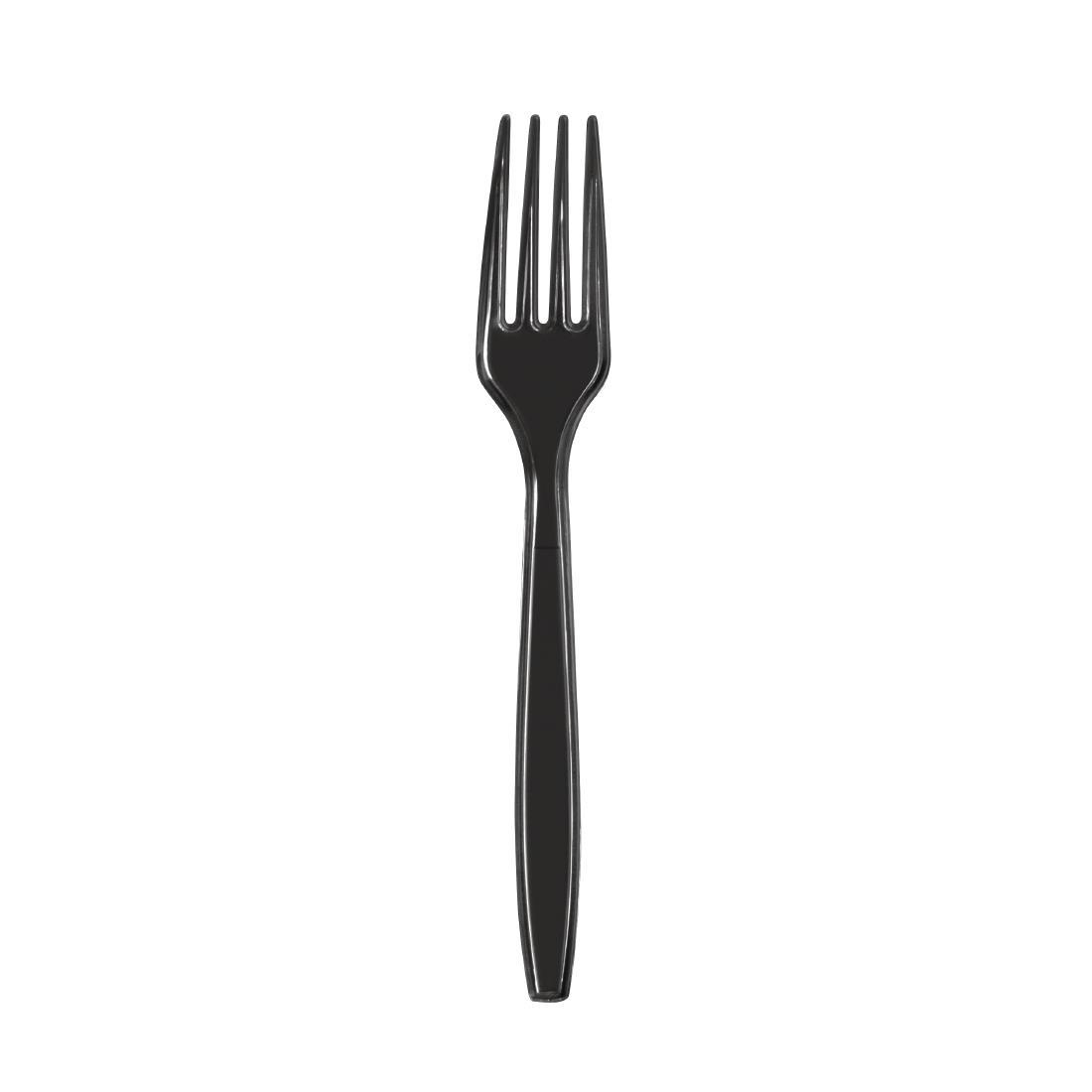 Fiesta Recyclable Heavy-Duty Plastic Forks Black (Pack of 100) - U649  - 1