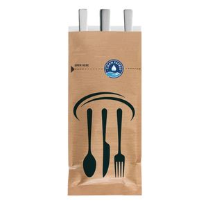 Kraft Recyclable Sealable Paper Cutlery Bags (Pack of 2000) - DF696  - 1