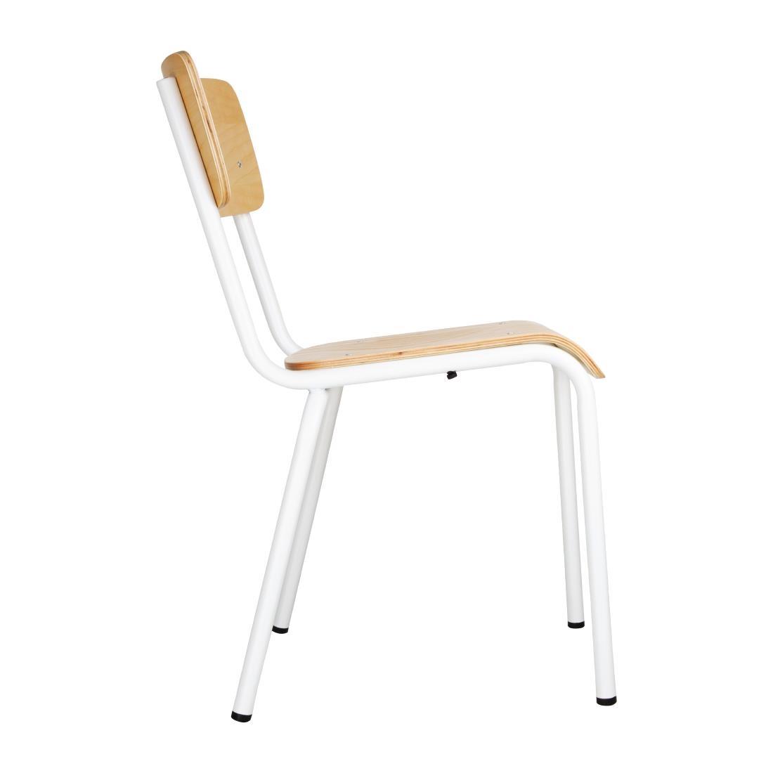 Bolero Cantina Side Chairs with Wooden Seat Pad and Backrest White (Pack of 4) - FB945  - 2
