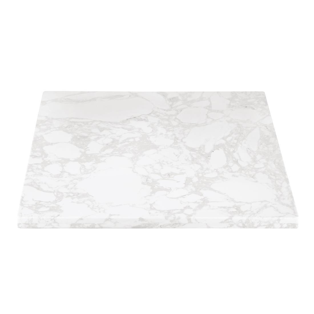 Bolero Square Marble Effect Table Top White 600mm - DC301  - 3