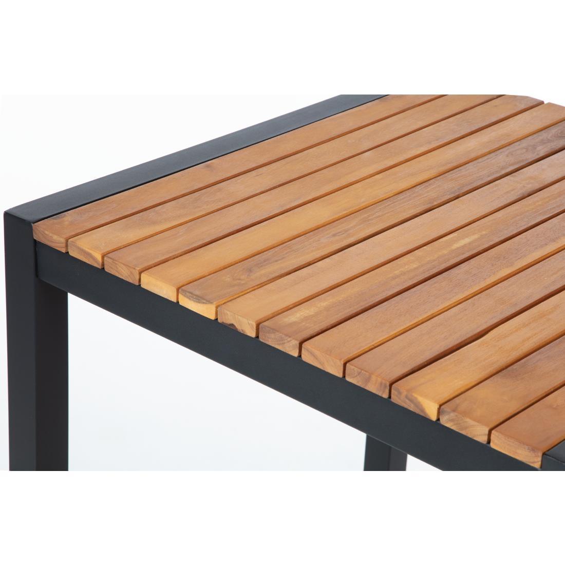 Bolero Square Steel and Acacia Bar Table 600mm - DS155  - 4