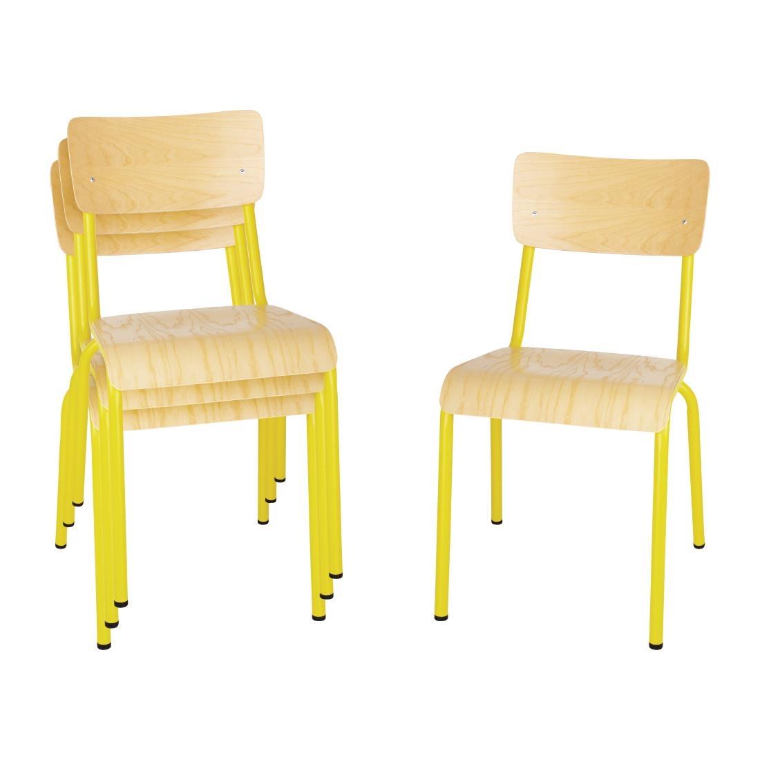 Bolero Cantina Side Chairs with Wooden Seat Pad and Backrest Yellow (Pack of 4) - FB948  - 6