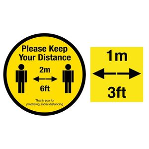 Please Keep Your Distance Social Distancing 1m and 2m Floor Graphic Bundle 200mm - SA562  - 1