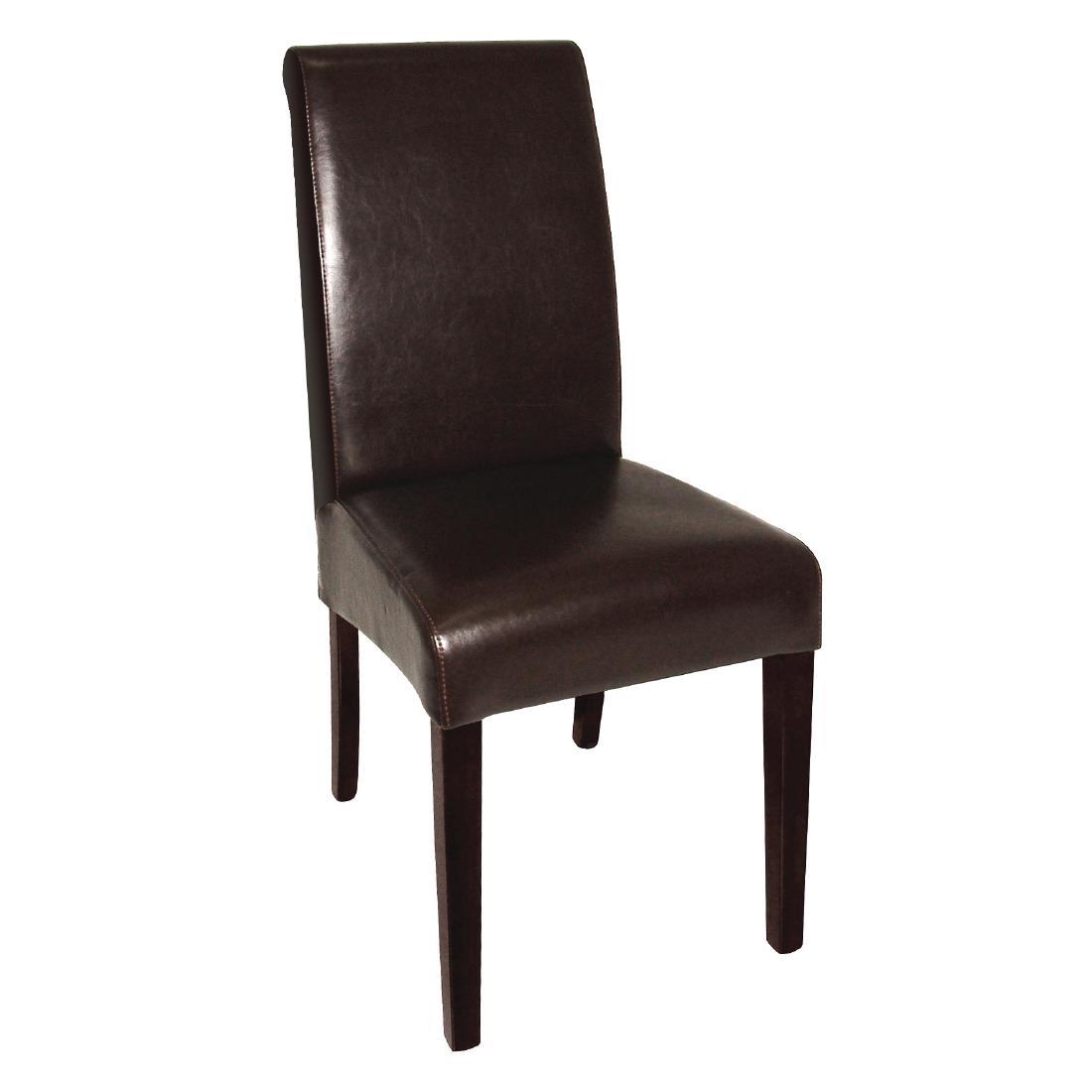 Bolero Curved Back Leather Chairs Dark Brown (Pack of 2) - GF956  - 1