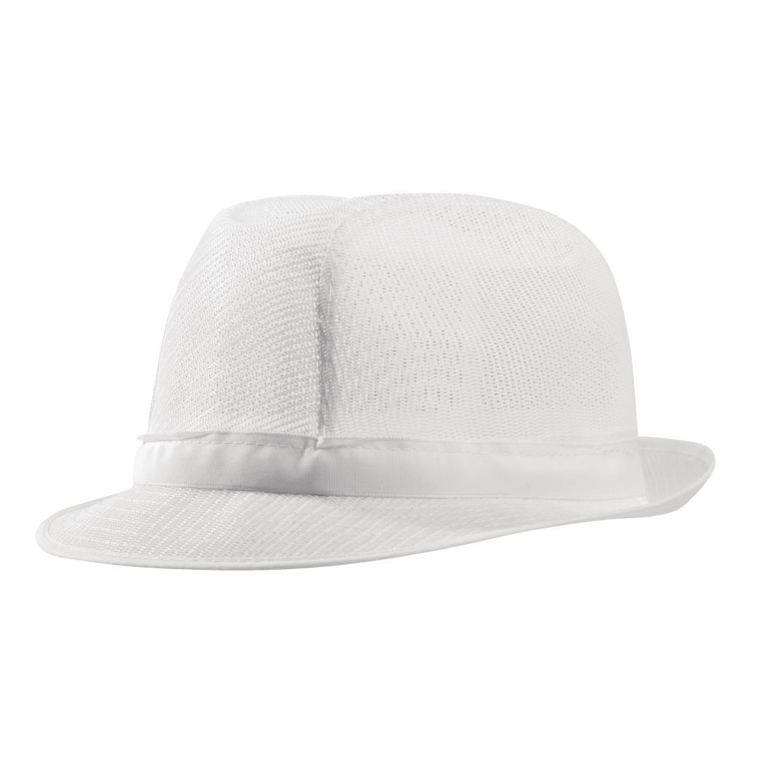 Trilby Hat with Net Snood White M - A653-M  - 2
