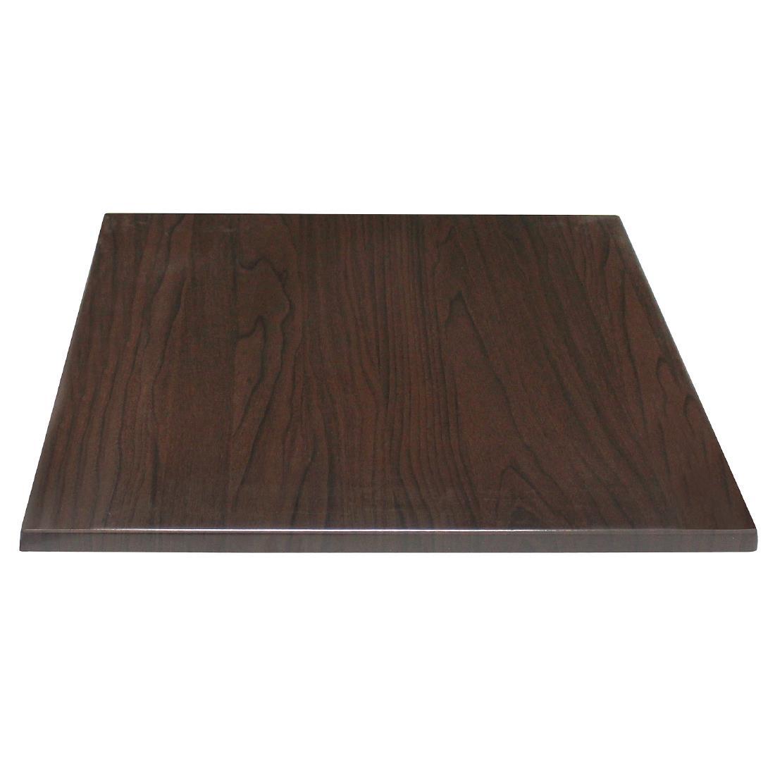 Bolero Pre-drilled Square Table Top Dark Brown 700mm - GG639  - 1