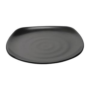 Olympia Kristallon Fusion Melamine Rounded Square Plates Black 250mm (Pack of 6) - DR513  - 1