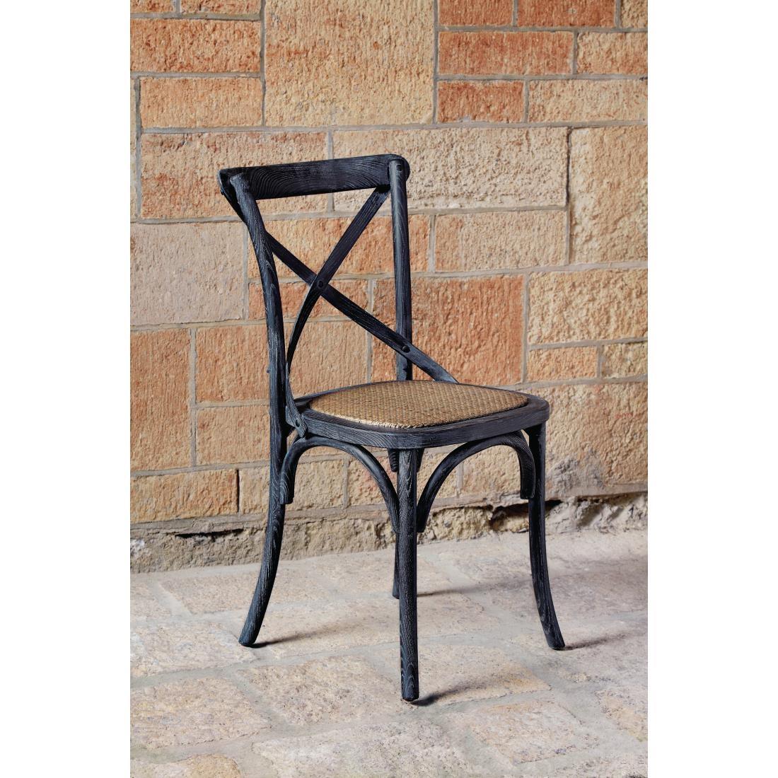 GG654 - Bolero Wooden Dining Chair with Cross Backrest Black Wash Finish (Box 2) - GG654  - 7