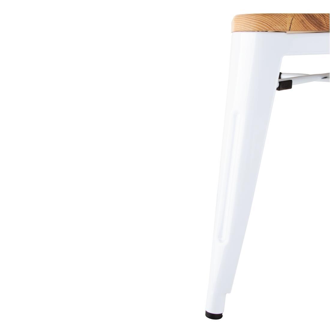Bolero Bistro Low Stools with Wooden Seatpad White (Pack of 4) - DW738  - 3