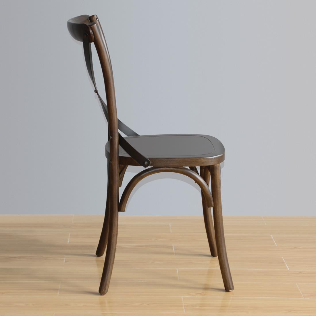 GG658 - Bolero Wooden Dining Chair with Metal Cross Backrest (Walnut Finish) (Pa - GG658  - 6
