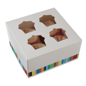 Colpac Recyclable Four-Hole Cupcake Boxes 150mm (Pack of 4) - GG231  - 1